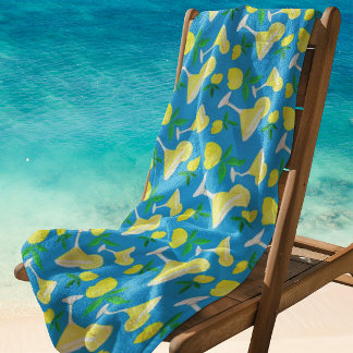 Lemon Drops Lemons Caribbean Blue Beach Towel Strandtuch