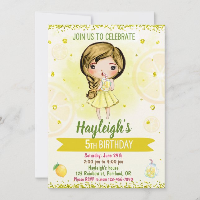 Lemon Einladung Citrus Geburtstag Lemonade Party (Vorderseite)