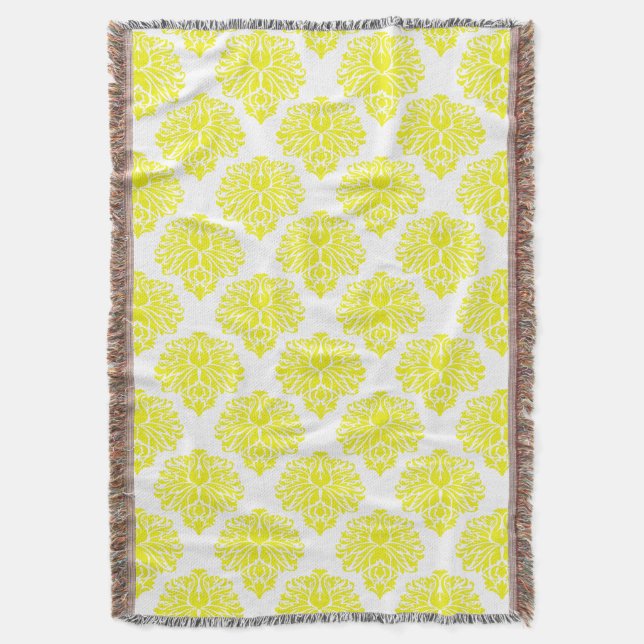 Lemon Elegant Damask Decke (Vorderseite Vertikal)