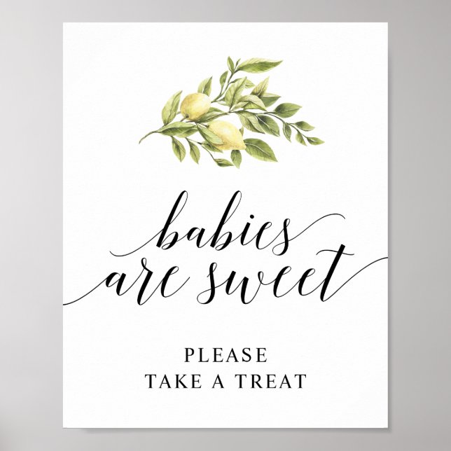 Lemon Elegant Typografy BABIES SIND SWEET Poster (Vorne)