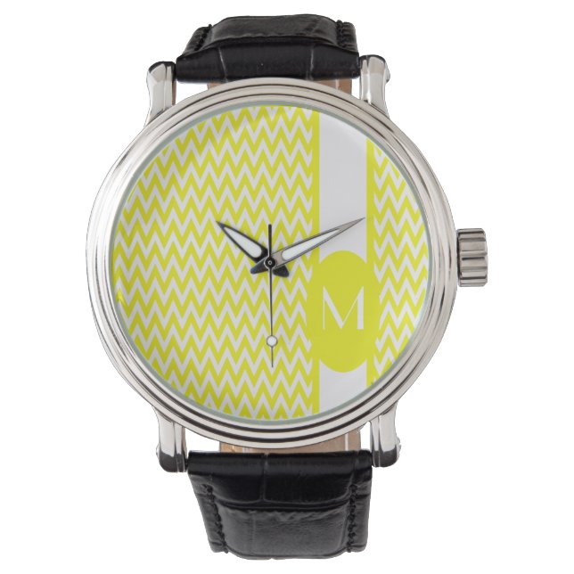 Lemon Elegantes Zickzack Design mit Monogramm Armbanduhr (Vorderseite)
