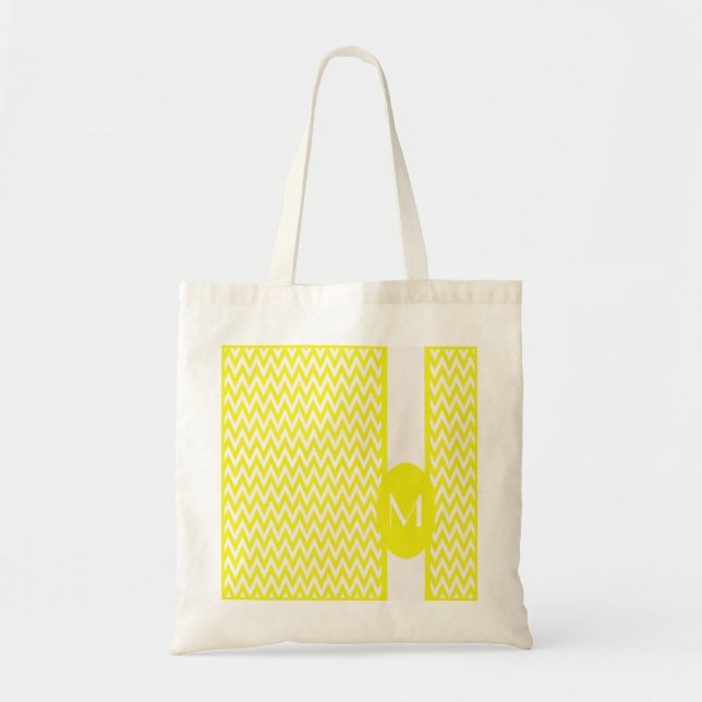 Lemon Elegantes Zickzack Design mit Monogramm Tragetasche (Vorne)