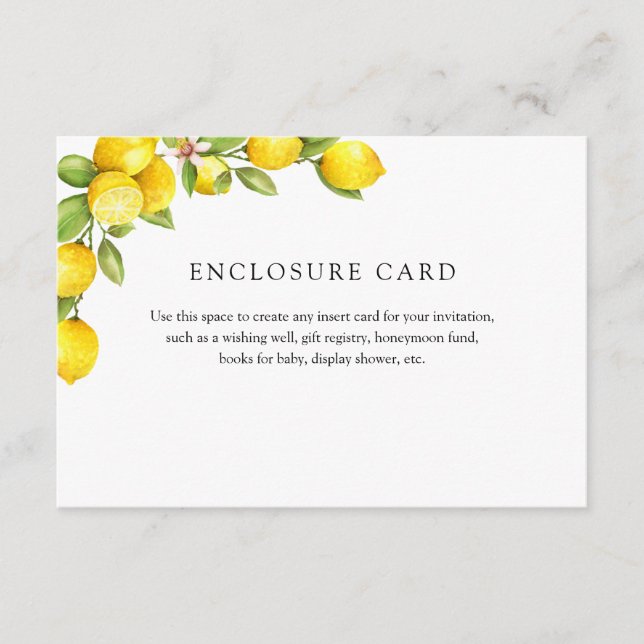 Lemon Enclosure Card Begleitkarte (Vorderseite)