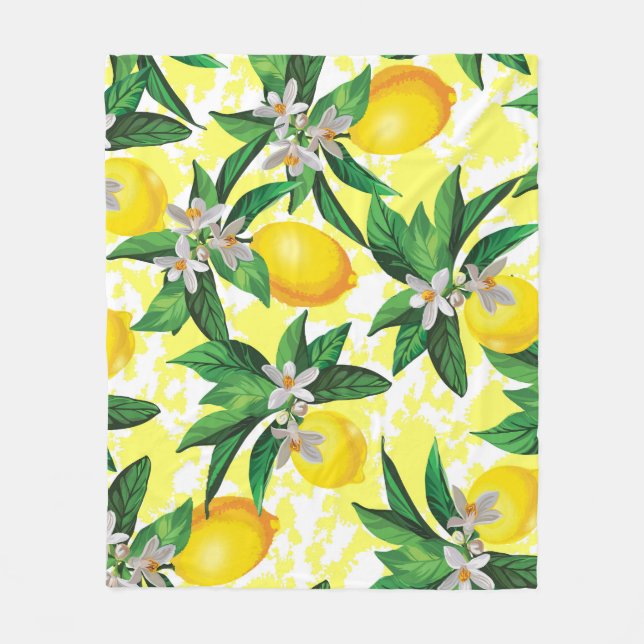 Lemon Fantasy: Kreatives Muster der Blumen Fleecedecke (Vorderseite)