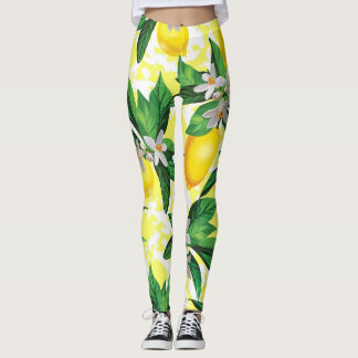 Lemon Fantasy: Kreatives Muster der Blumen Leggings