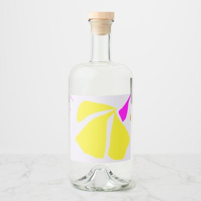 Lemon-farbene Blume Alkoholflaschenetikett (Vorderseite)