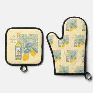 Lemon Farm Retro Ofenhandschuh & Topflappen-Set