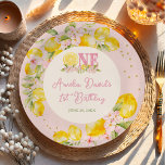 Lemon Floral 1st Birthday Floral  Paper Plates Pappteller<br><div class="desc">Lemon Floral 1st Birthday Floral Paper Plates</div>