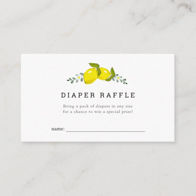 Lemon Floral Baby Showdiaper Raffle Ticket Begleitkarte (Vorderseite)