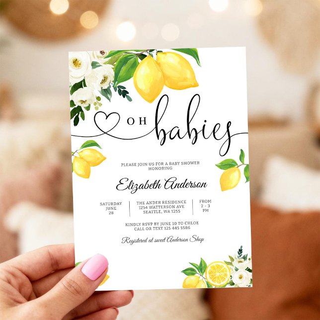 Lemon Floral Baby Shower Invitation Einladung (Von Creator hochgeladen)