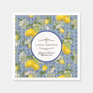 Lemon Floral Citrus Foliage 1. Serviette
