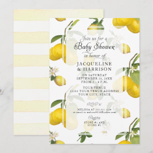 Lemon Floral Citrus Foliage Greenerenerity Baby Du Einladung