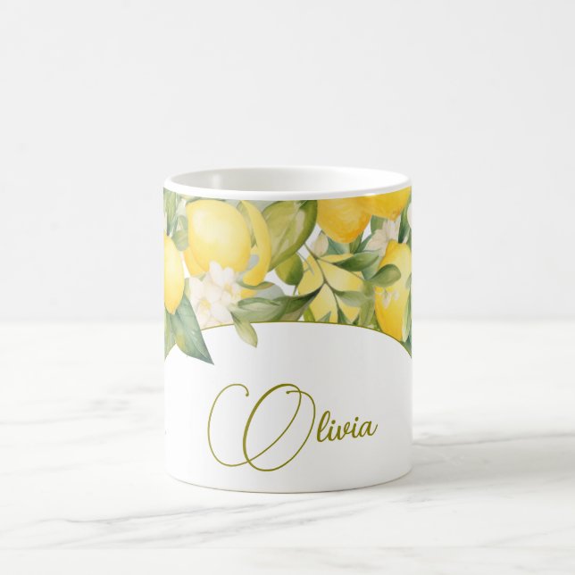 Lemon Floral Citrus Modernes Personal Business Kaffeetasse (Mittel)