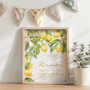 Lemon Floral Drinks Brautparty Poster