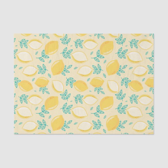 Lemon Floral Frucht Muster Decoupage Tissue Seidenpapier (Vorderseite)