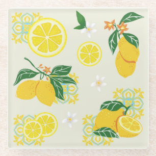 Lemon Floral Glasuntersetzer