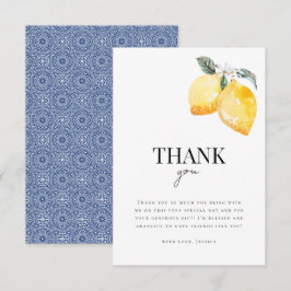 Lemon Floral & Italian Tile Citrus Brautparty Dankeskarte