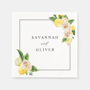 Lemon Floral Name Serviette