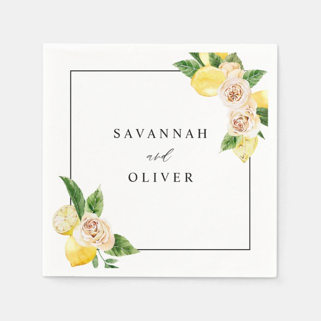 Lemon Floral Name Serviette (Vorderseite)