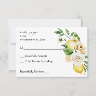 Lemon Floral ohne Mahlzeit RSVP V2 Karte