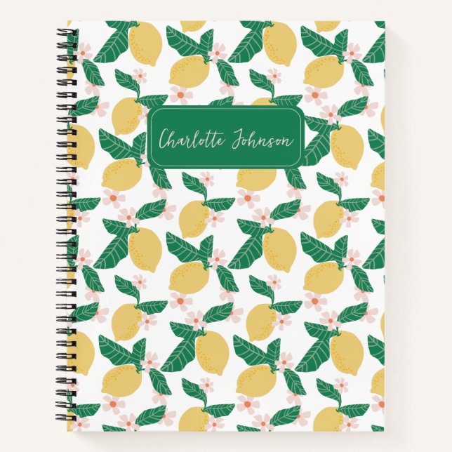 Lemon Floral Personalized Notizbuch (Vorderseite)