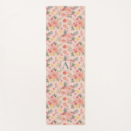 Lemon Floral pink Peony rustikales Muster Monogram Yogamatte