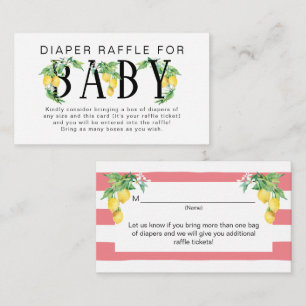 Lemon Floral Pink und White Citrus Diaper Raffel Begleitkarte