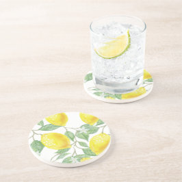 Lemon Floral Round Stone Untersetzer