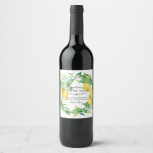 Lemon Floral Rustic Citrus Grove Foliage Hochzeit Weinetikett
