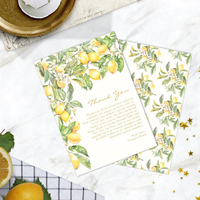 Lemon Floral Vielen Dank Cards Dankeskarte (Watercolor Lemon Floral Bridal Shower Thank You Cards by Painted Paperie
)