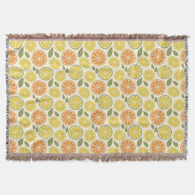 Lemon  Floral white daisy Pattern  Decke (Vorderseite)