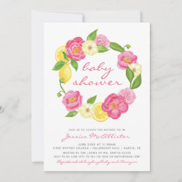 Lemon Floral Wreath Punkt Girl Baby Showroom Einladung