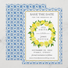 Lemon Foliage Mediterrane Save the Date Karte