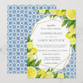 Lemon Foliage Mediterranean Wedding Einladung