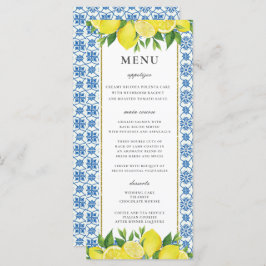 Lemon Foliage Mediterranean Wedding Menu Card Menükarte