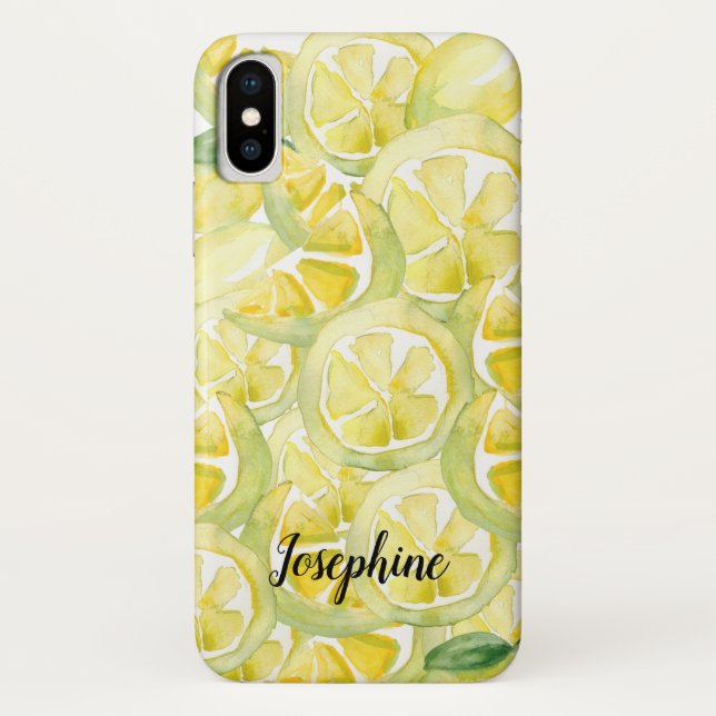 Lemon Fresh: Personalisierte Wasserfarben Zitronen Case-Mate iPhone Hülle (Rückseite)