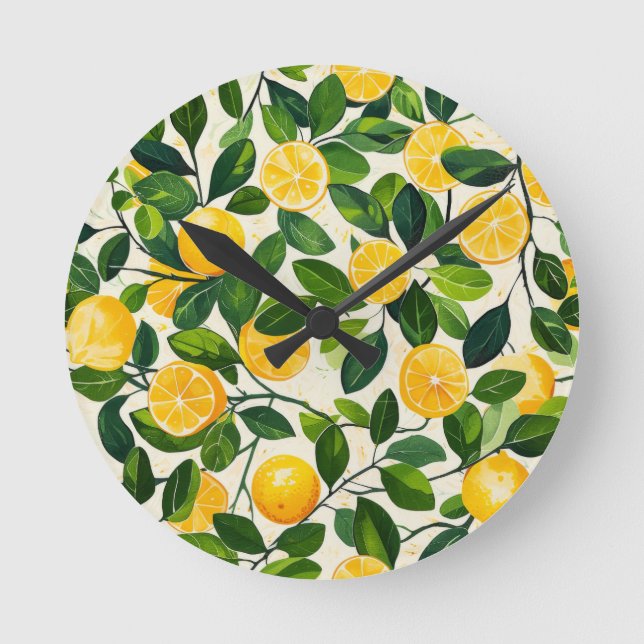 "Lemon Fresh Wristwatch" Runde Wanduhr (Vorderseite)