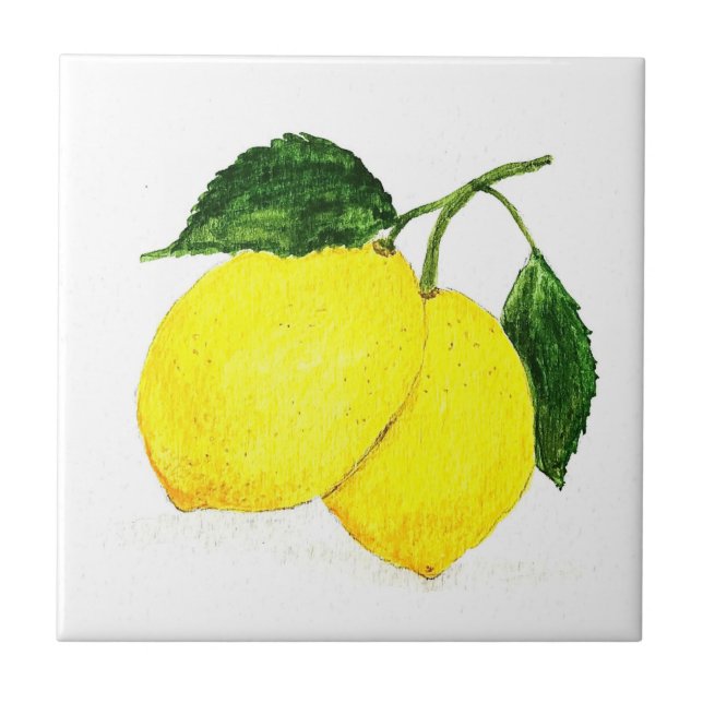 Lemon frucht Aquarellküche Keramik Tile Fliese (Vorderseite)
