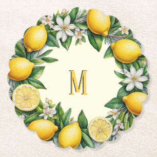 Lemon Frucht Blume Fresh Citrus Mit Monogramm Untersetzer