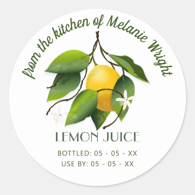 Lemon Fruchtkonserven Runder Aufkleber (Vorderseite)