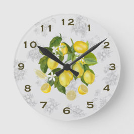 Lemon & Fruit Kitchen Wall Clock Grau Runde Wanduhr