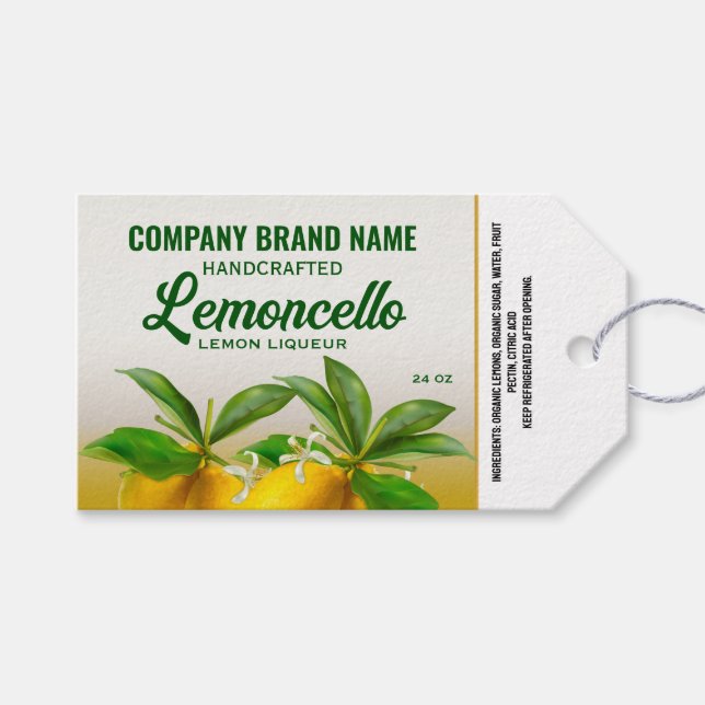 Lemon Fruit Lemoncello Geschenkanhänger (Vorderseite (Horizontal))