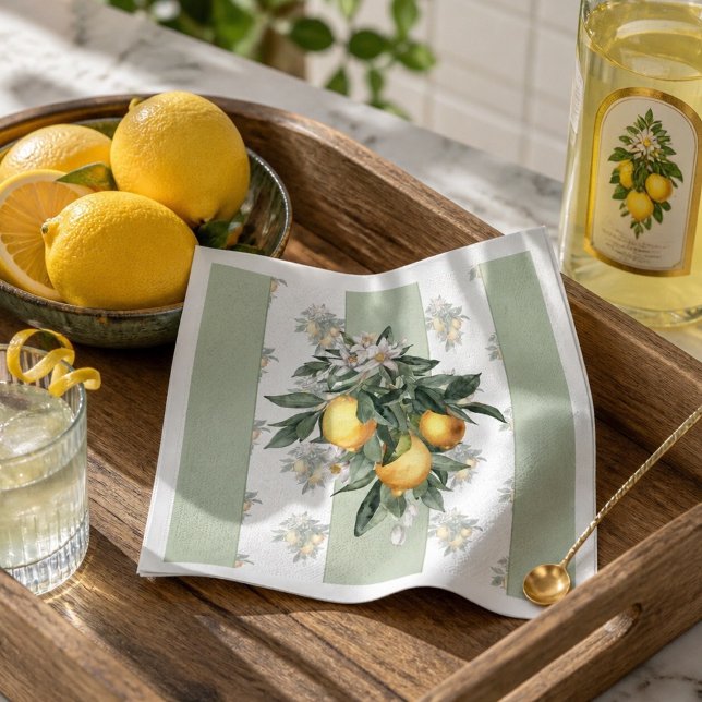 Lemon Fruit | Weiß und grün gestrichen Serviette (Von Creator hochgeladen)