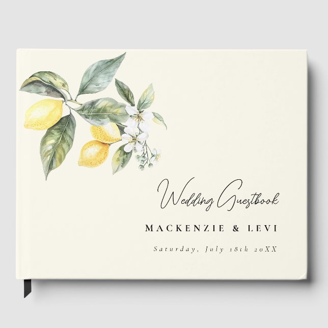 Lemon Garden Butter Yellow Wedding Gästebuch (Vorderseite)