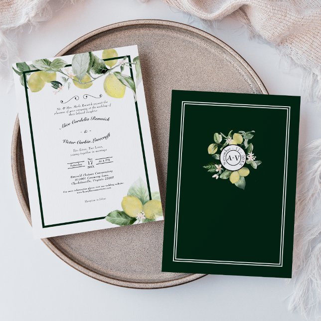 Lemon Garden Floral White Wedding Formal Einladung (Von Creator hochgeladen)