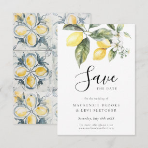 Lemon Garden Mediterrane Wasserfarbenhochzeit Save The Date