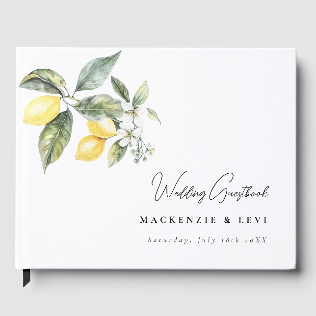 Lemon Garden Modern Watercolor Wedding Gästebuch (Vorderseite)