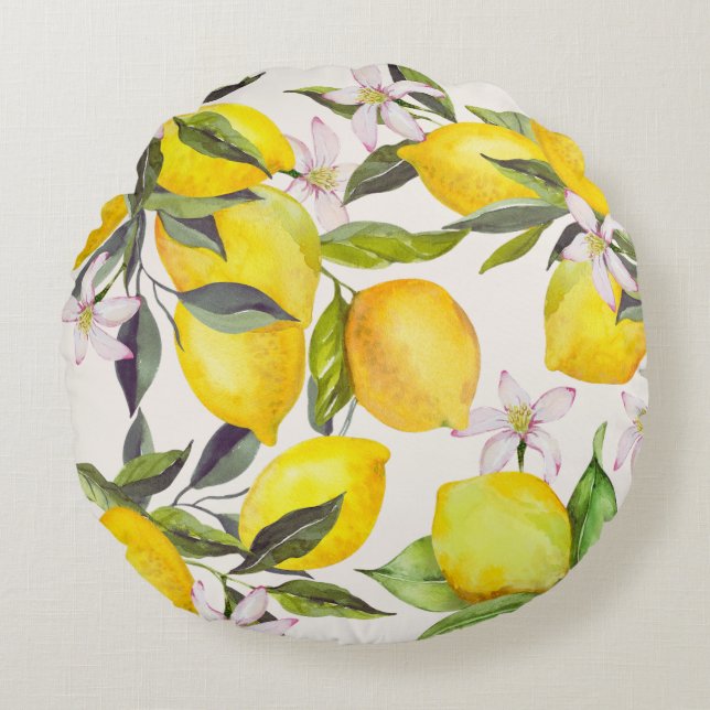 Lemon Garden Rund Kissen (Vorderseite)