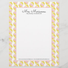 Lemon Gelb und Rosa Driving Summer Pattern Briefbogen