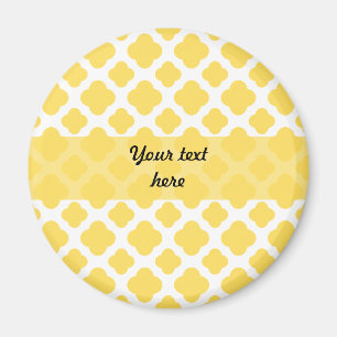 Lemon Gelb und Weiß Quatrefolienmuster Magnet